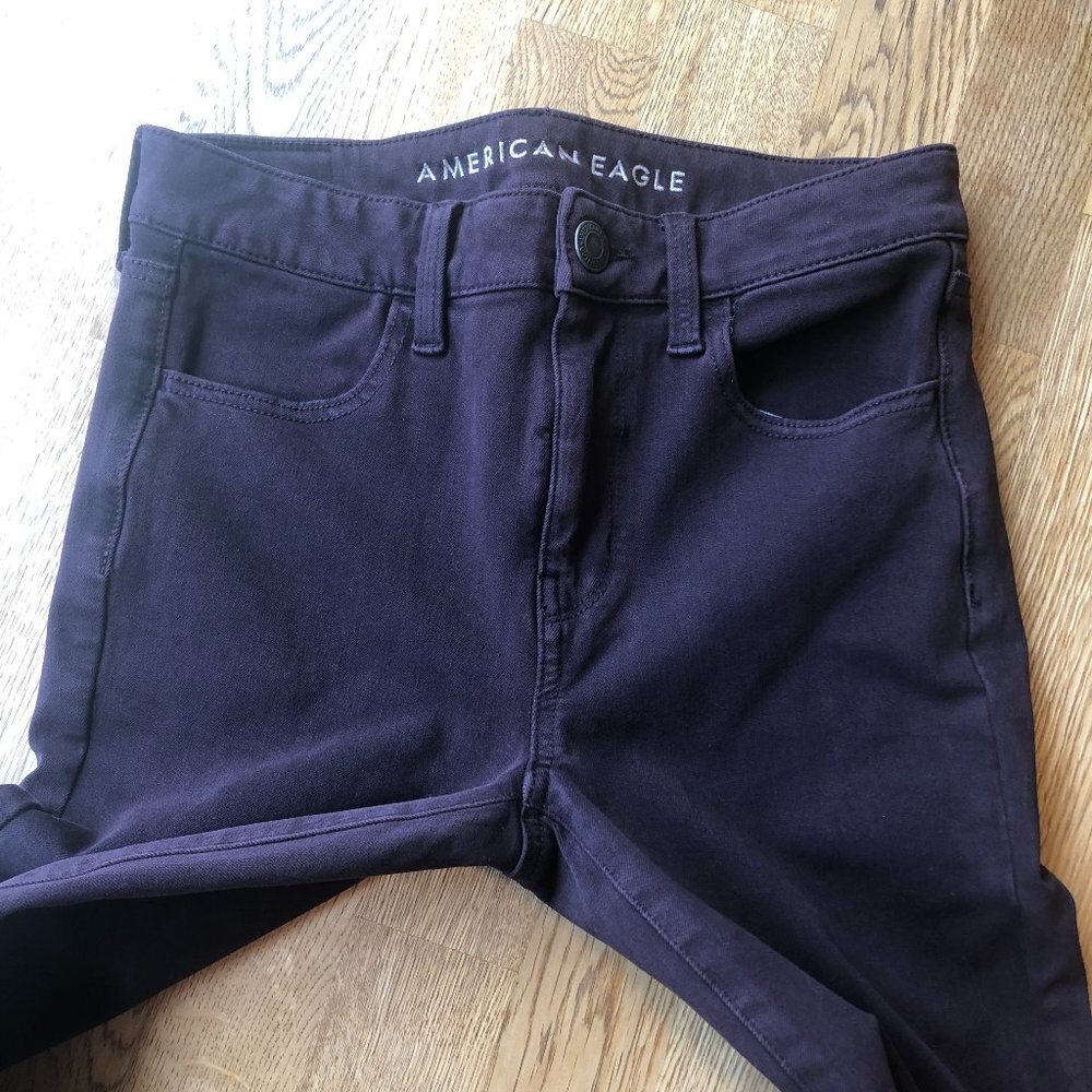 American Eagle Hi Rise Jeggings Burgundy Size 4 - Picture 8 of 15